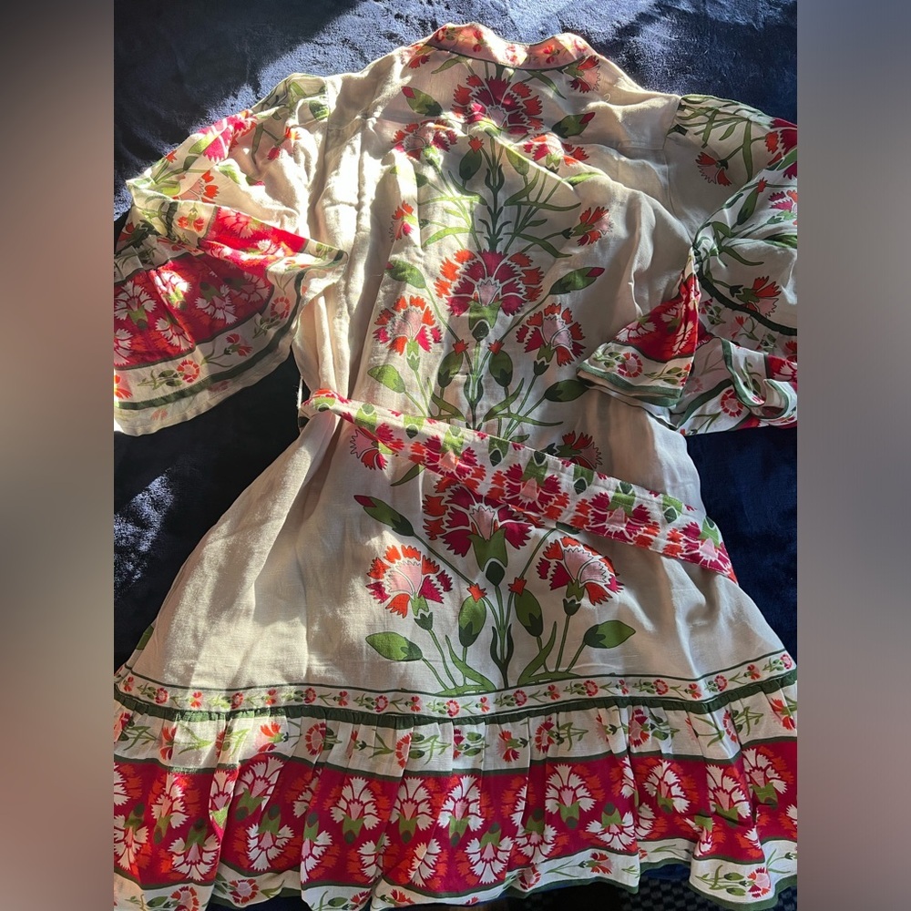 Elizabeth James revolve Dress cottage Floral Design linen bohemian Anthropologie - Picture 8 of 10